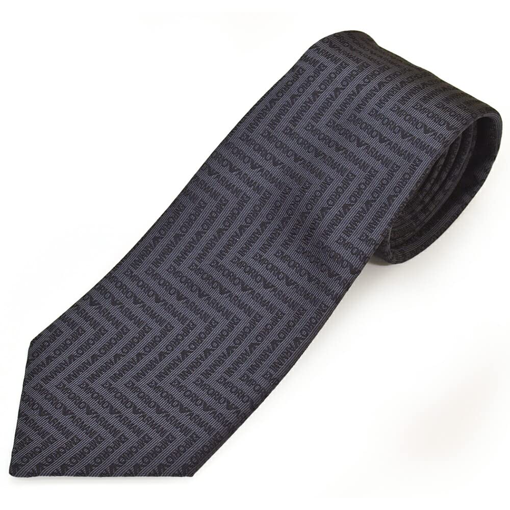 Emporio Armani Silk Tie with Brand Logo Blade eea23s006 Black (8.5cm Width) 3R604-00020