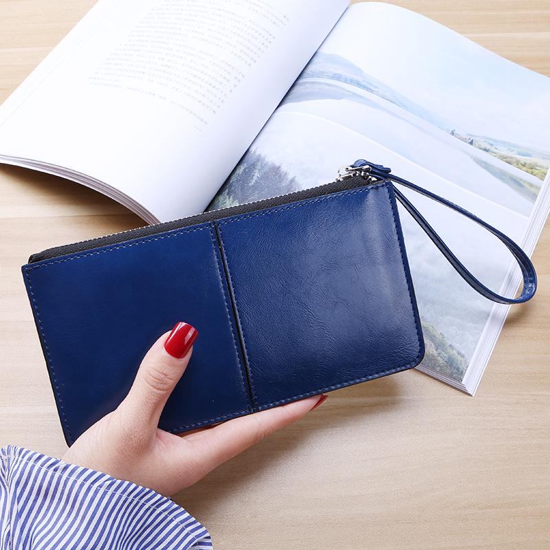 Women's Korean Style Zipper Wallet - Long Clutch with Multi-Card Slots and Wristlet