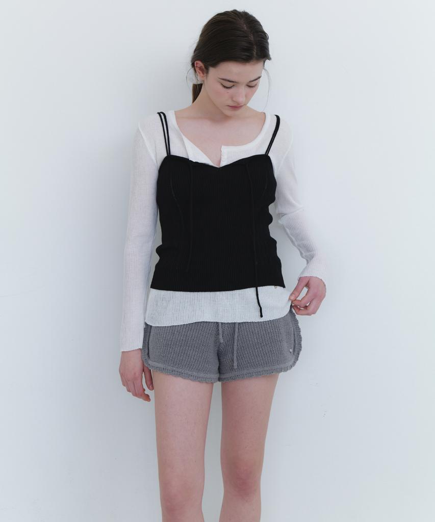 LETTERA Ribbon Knitwear Sleeveless_3Color