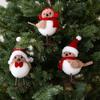 Simulation Bird Hanging Pendant for Christmas Foam Red Scarf Hats Bird Xmas Tree Ornaments Funny Christmas Decor New Year Gifts