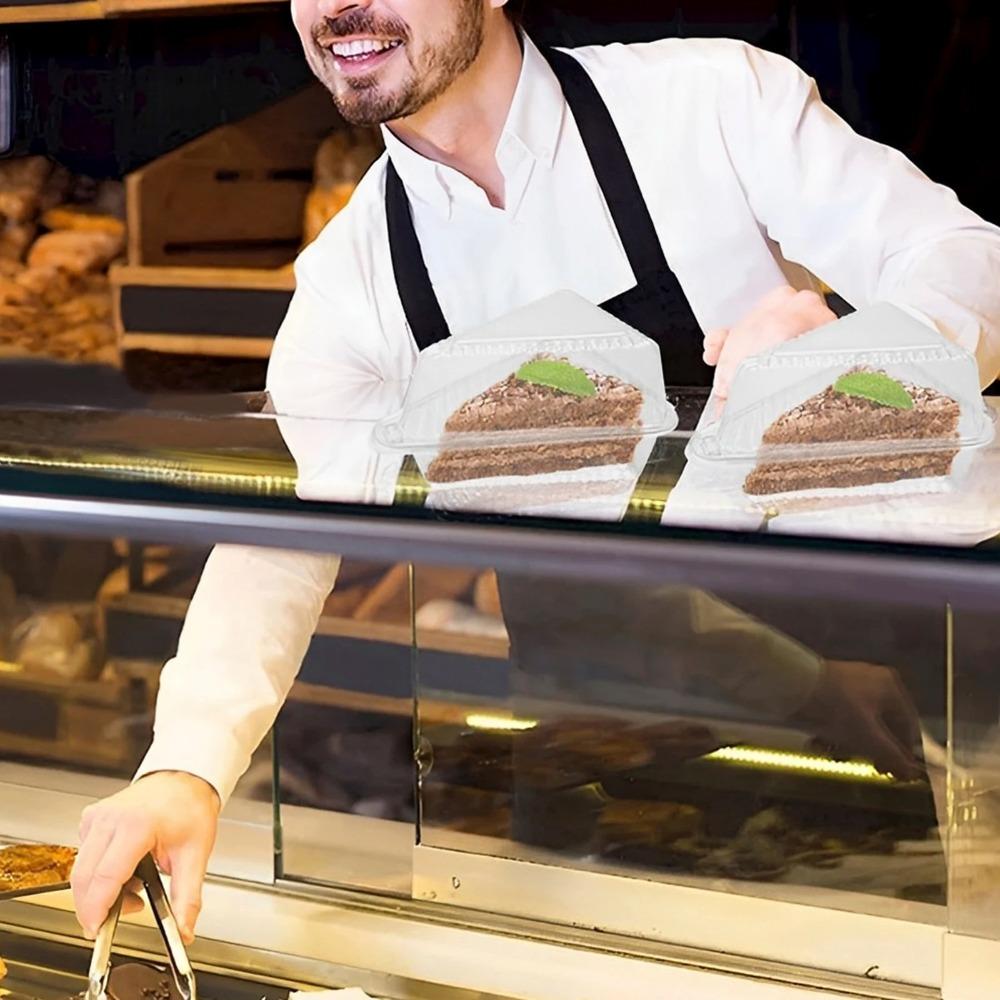 50pcs Triangular Sandwich Packing Box Clear Cheesecake Take Out Box Cake Slice Boxes Commercial