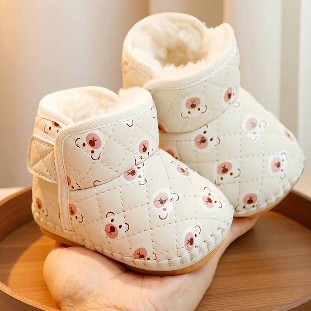 Scarpe per primi passi da bambino antiscivolo con suola morbida, cartoni animati, con velluto, per bambini da 0 a 1 anno