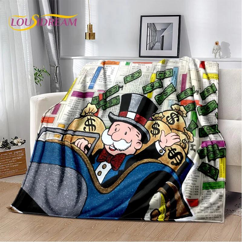 Games Dollar Monopoly Cartoon Money Soft Blankets,Keep Warm Throw Blanket Comfortable Blanket for Picnic Beds Sofa Home Bedroom