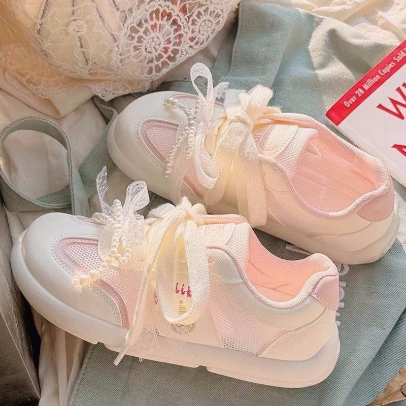 Versatile Niche Bread Shoes Platform Sports Board Shoes Women's Small White Shoes Women's Summer New Breathable Mesh Shoes