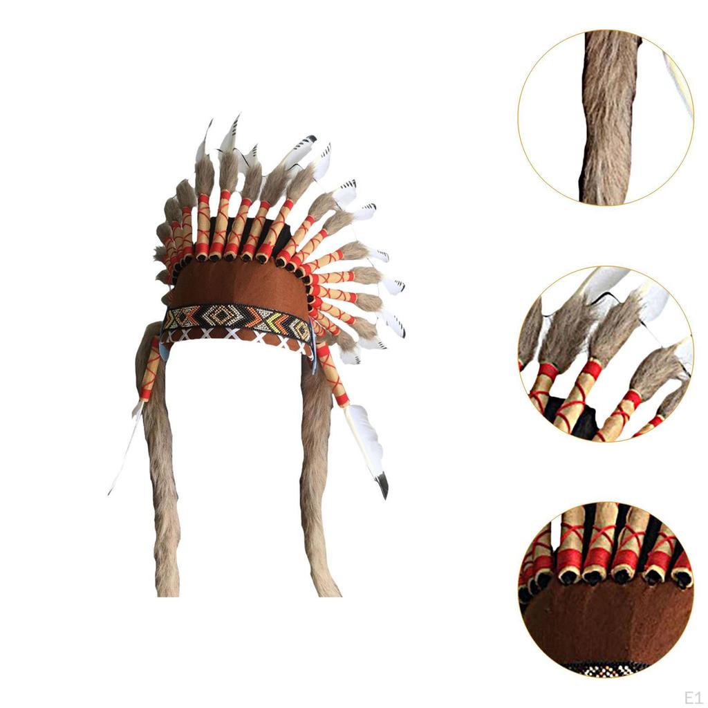 Chief Indian Hat Headwear Feather Headdress for Carnival Fancy Dress Cosplay