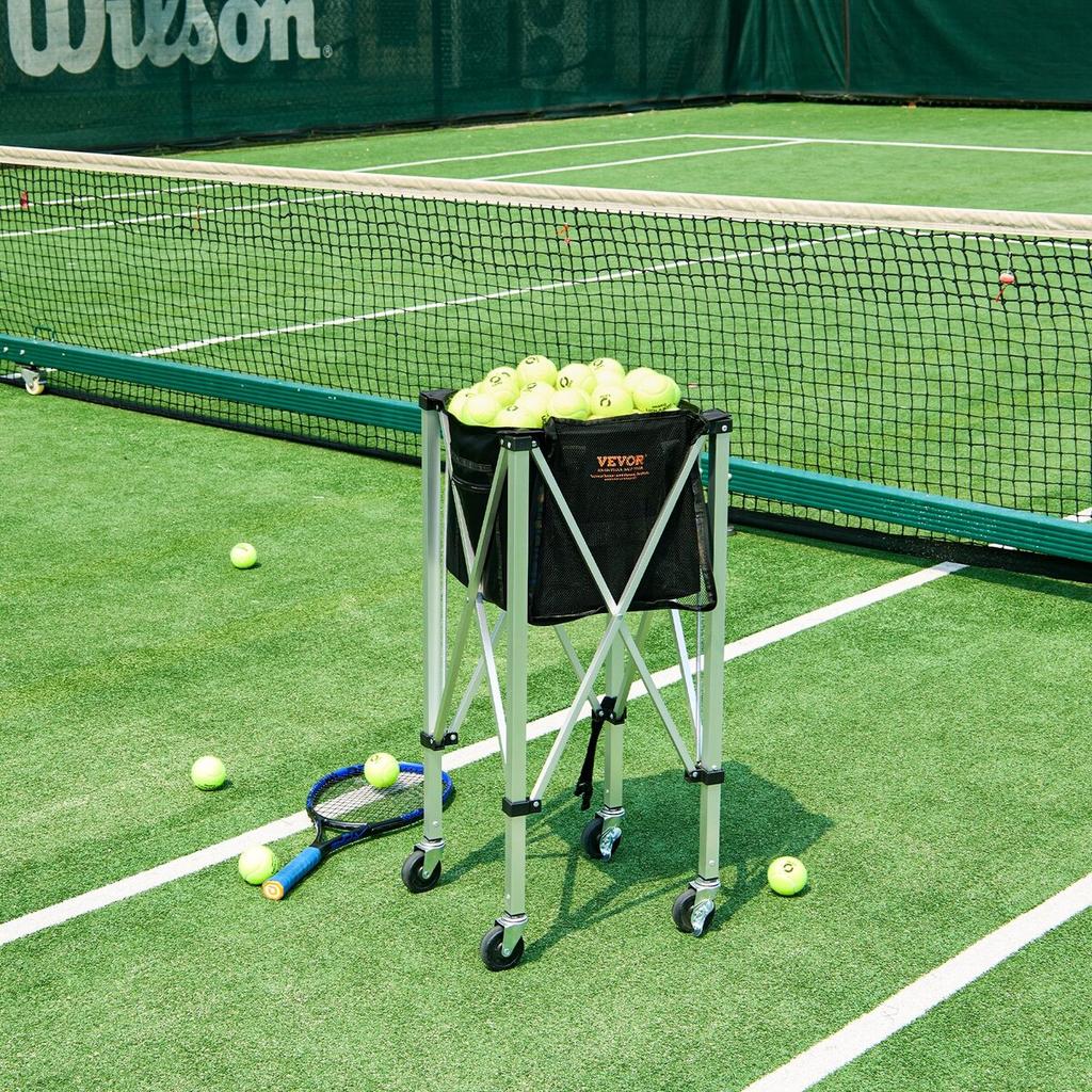 Tennis Ball Hopper Basket Teaching Tennis Ball Cart with Wheels 180 Balls