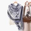 New cotton and linen feel simple color matching letter O scarf fashion travel sunscreen yarn