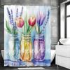 Watercolor Floral Glass Bottle Shower Curtain, Bathroom Decorative Shower Curtain, Waterproof Shower Curtain with Hooks