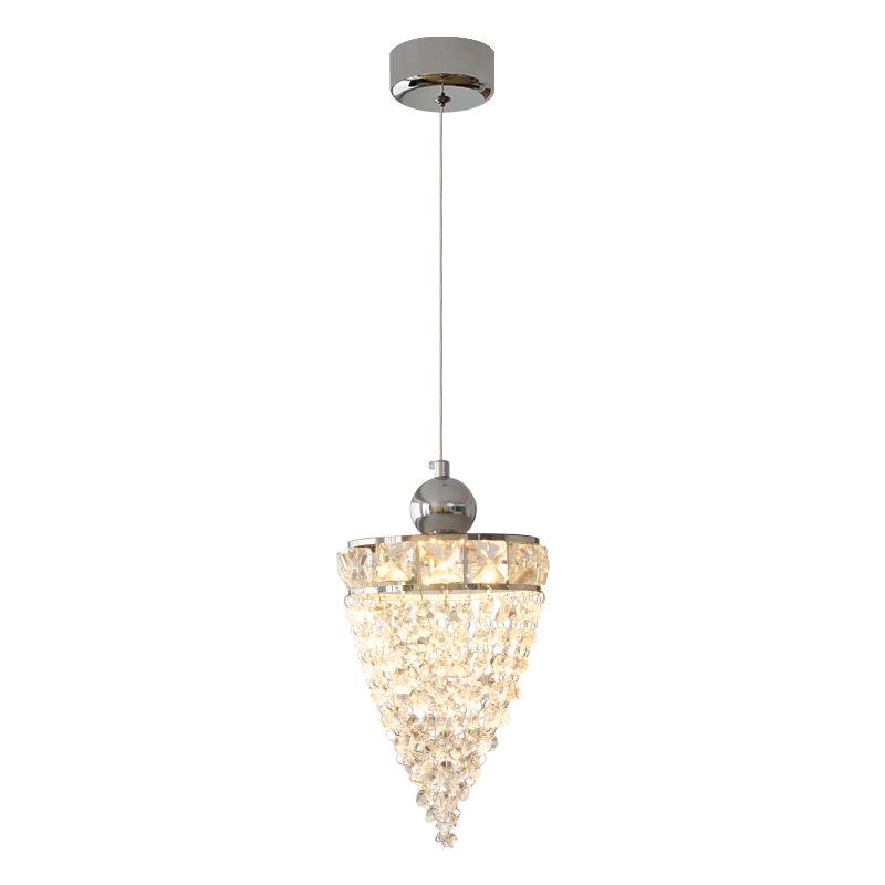 Elegant French Crystal Glass Pendant Lamp - Luxurious Bedside or Entrance Decoration