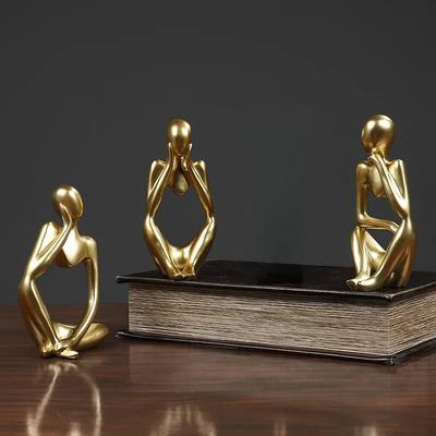 Solid Color The Thinker Abstract Statues Creative Sculptures Resin Figurine Crafts Living Room Home Decor Decoration Desk Ornaments