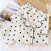 Spring And Autumn New Ladies Pajamas, Two-piece, Long-sleeved, Trousers, 100%Cotton, Crepe, Thin, Large Size, Polka-dot, Home Service Set