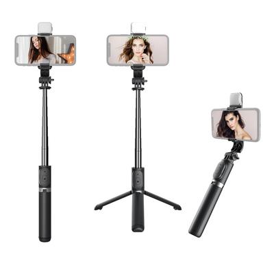 Soporte de trípode extensible portátil BT Selfie Stick inalámbrico multifuncional con luz de relleno 104,5 cm
