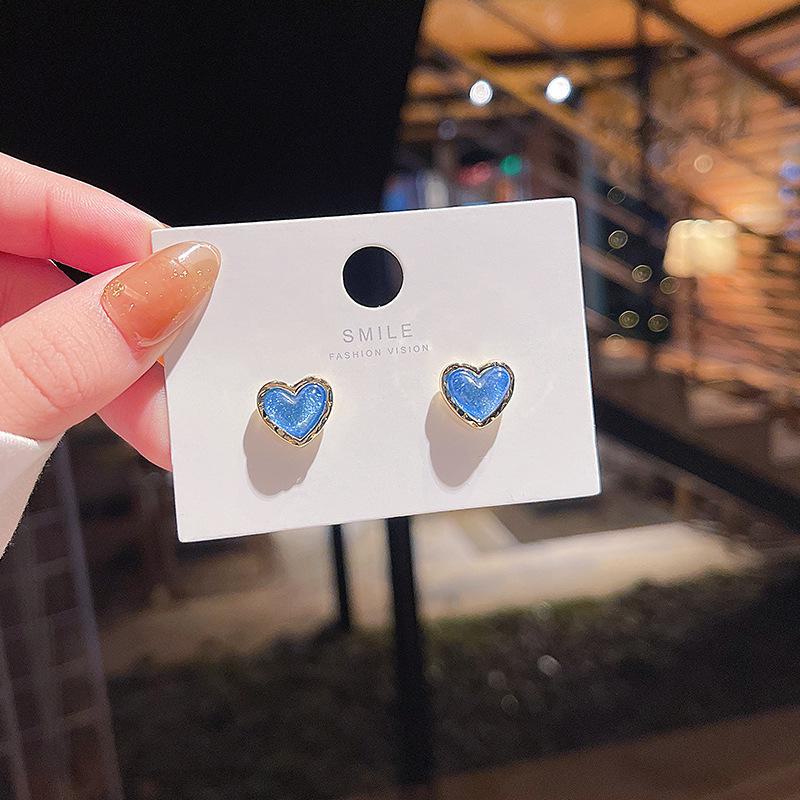 925 Silver Korean Blue Starry Sky Love Earrings: Elegant & Fashionable Design for Women