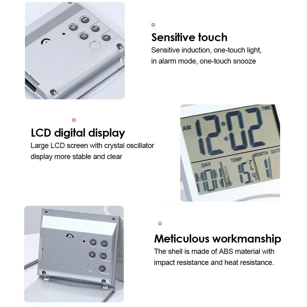 Foldable Desktop LCD Electronic Clock Multi-function Date Temperature Alarm Clock Simple and Convenient Thin Travel Clock