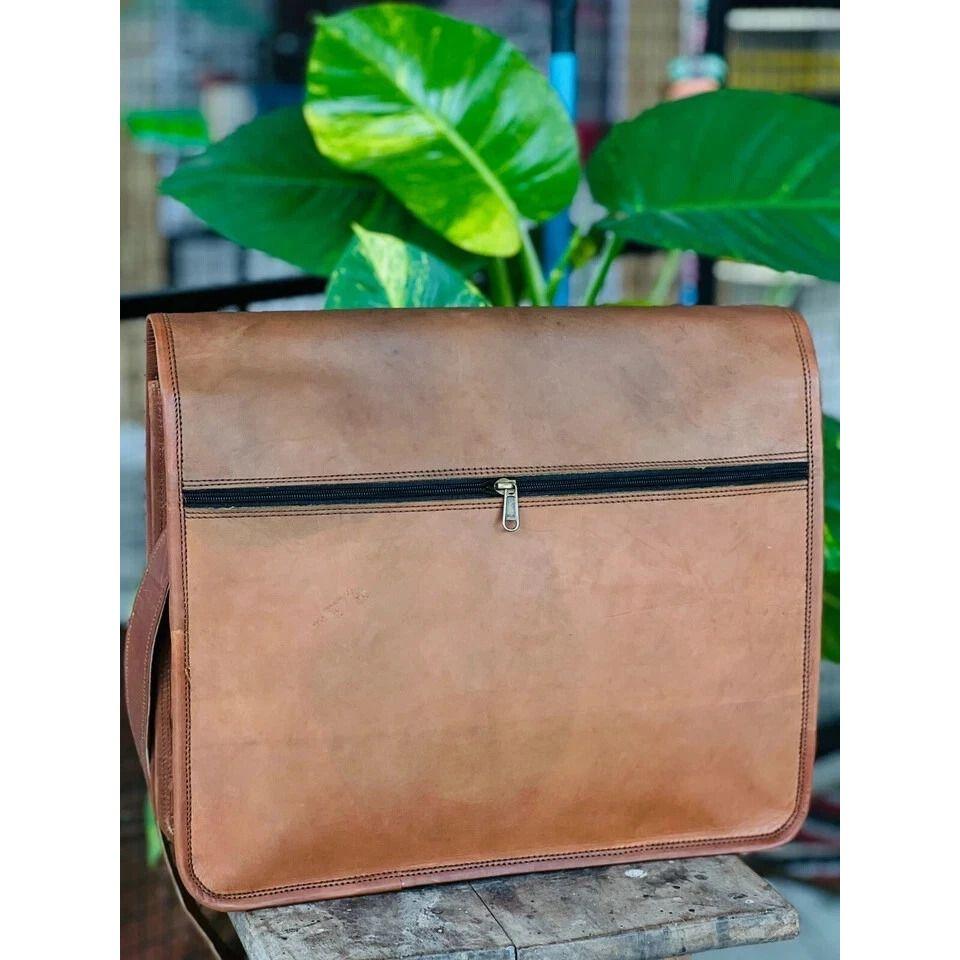 Men's Protected Leather Vintage Laptop Messenger Handmade Briefcase Bag Satchel