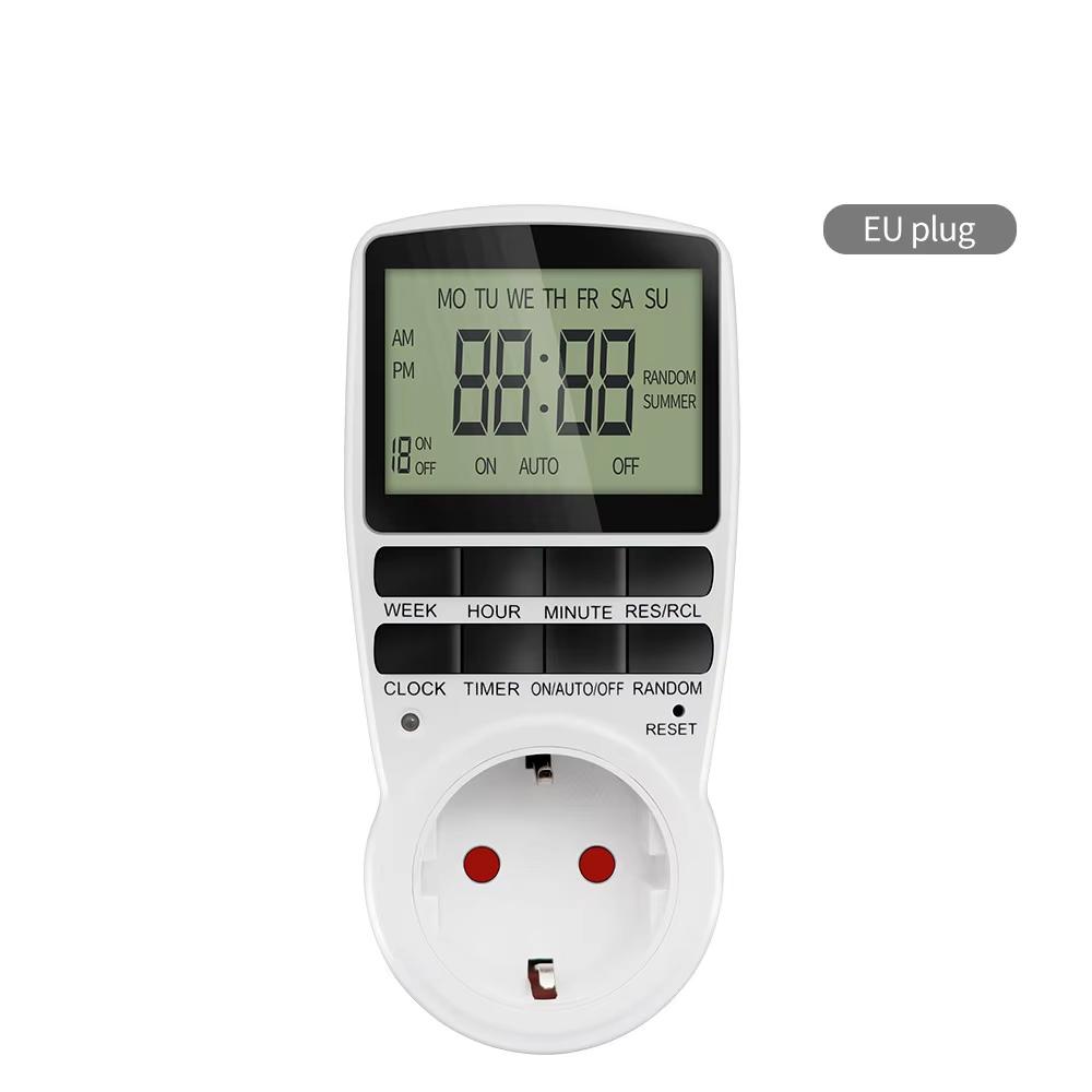1pc EU Plug Timer Switch Digital Power Socket Energy Saving Adjustable Kitchen Timer Outlet Week Hour Programmable Timing Socket
