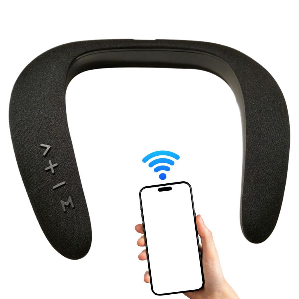 Wireless Neckband Speaker 5D Stereo Sound Play Time Low Latency for Gaming/TV Type-C Quick Charging Wearable Speaker