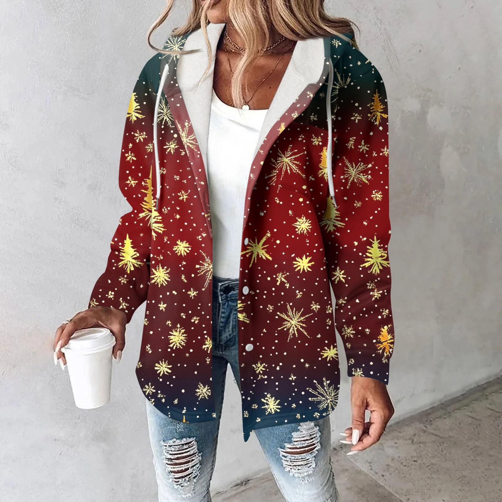 

Толстовки женские зимние теплые толстовки на пуговицах с капюшоном и завязками на шнурке с принтом куртка пальто L