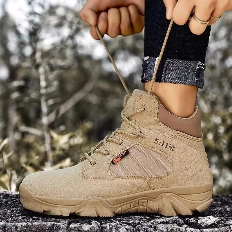High Quality Men's Boots Man Desert Boots Outdoor Boot Lace Up Ankle Boots Safty Work Shoes for Men Hard-Wearing Hiking Shoes 46
