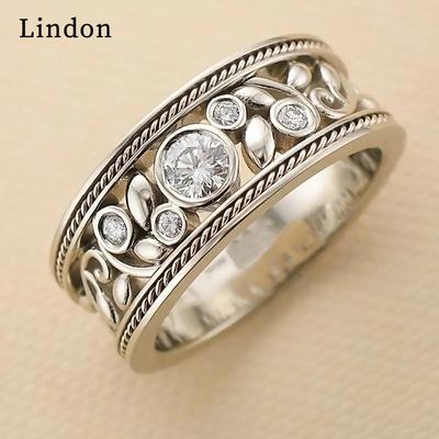 Lindon Classic Copper Alloy Zircon Ring Ladies Jewelry Wedding Promise Party Gift