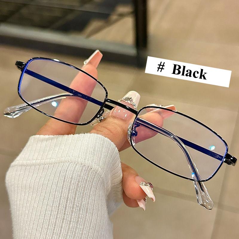

Плоские очки + очки для близорукости с защитой от синего света от 0 до -4.0, металлическая оправа, темпераментный стиль, защитные очки 0 Anti blue light чёрный