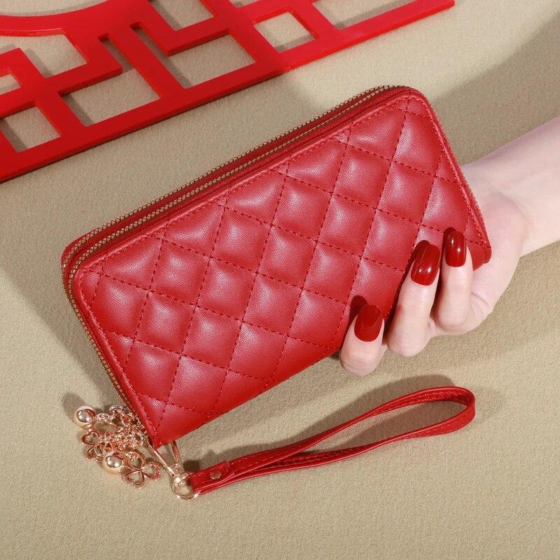 Long Women Wallet Purses Tassel Coin Holder_arge Capacity Double Zipper Pu LeatherCard Multilayer Storage Moneyclip Clutch Bag