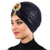 Indian Women Chemo Cap Muslim Diamonds Hijab Pleated Turban Wrap Headscarf Beanies Hair Loss Bonnet Hat Femme Turbante Mujer New