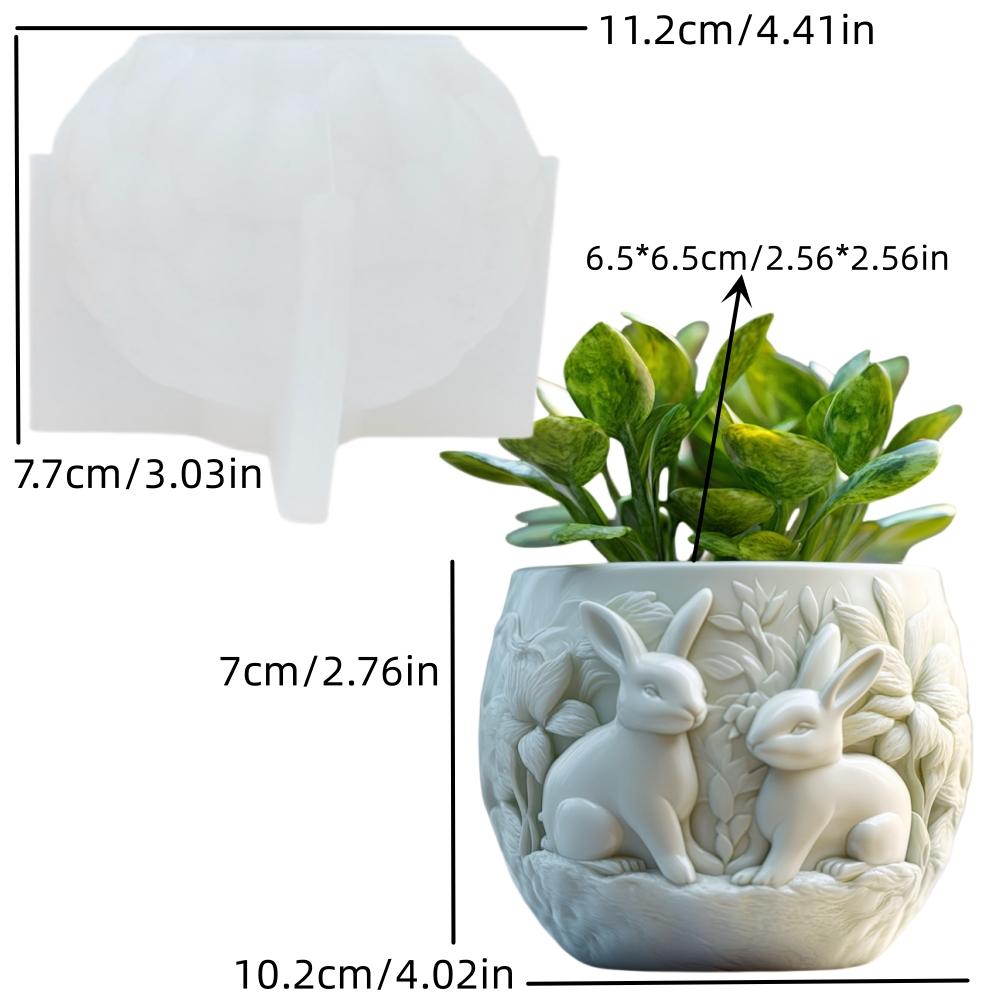 Großes Paar Kaninchen Relief Sukkulenten Pflanztopf Harz Silikonform Kaninchen Relief Box Betonform Stifthalter Gipsformen
