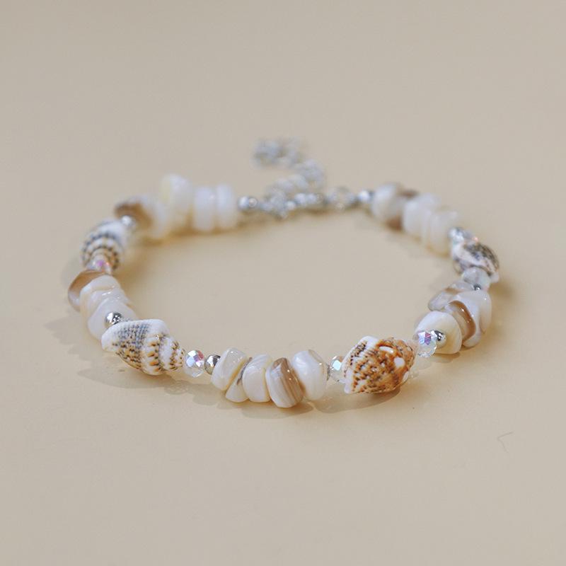 Handmade Seashell & Crushed Stone Bracelet with Lobster Clasp - Perfect Summer Travel Souvenir