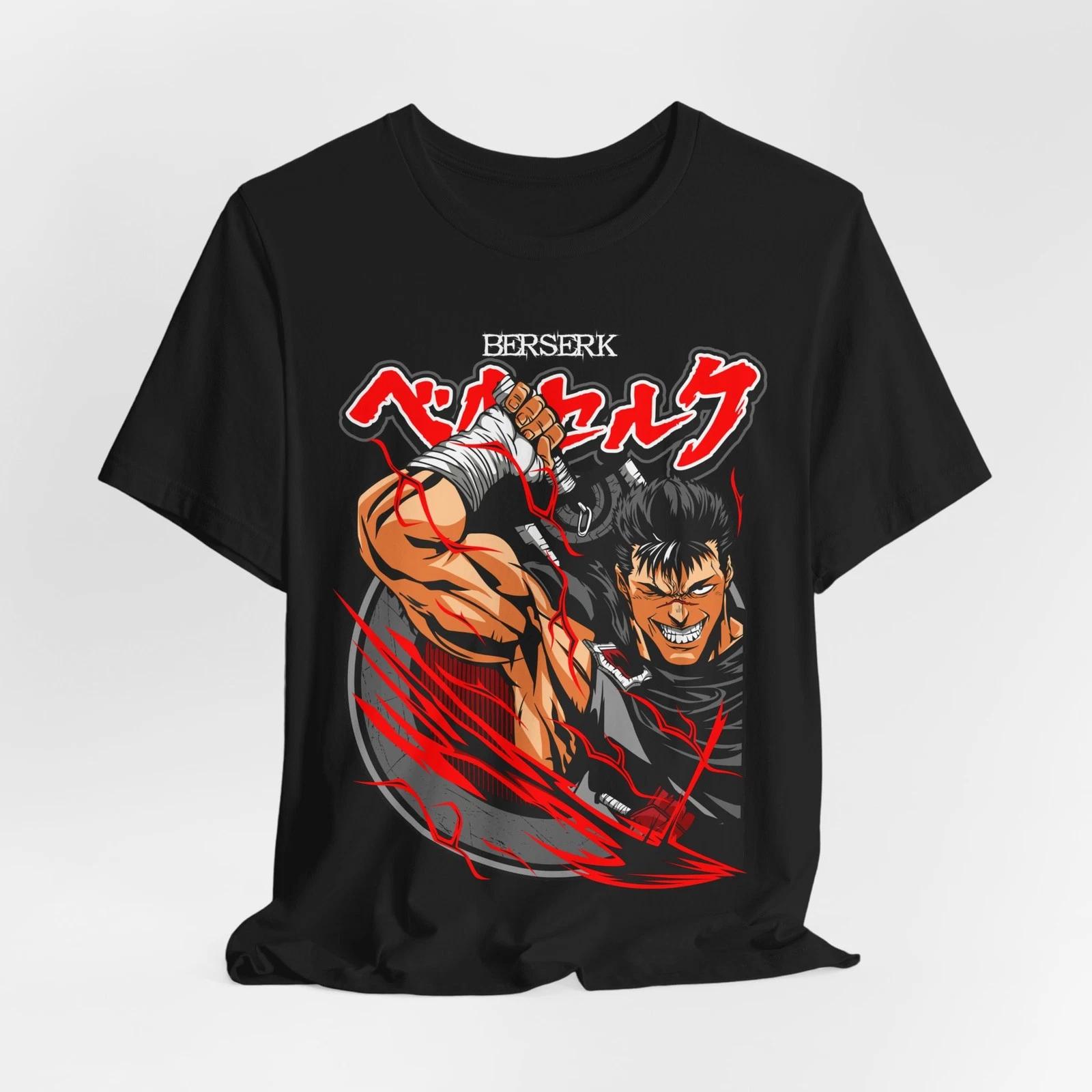 Berserk Guts Anime Illustration T-Shirt | Manga Warrior Tee M