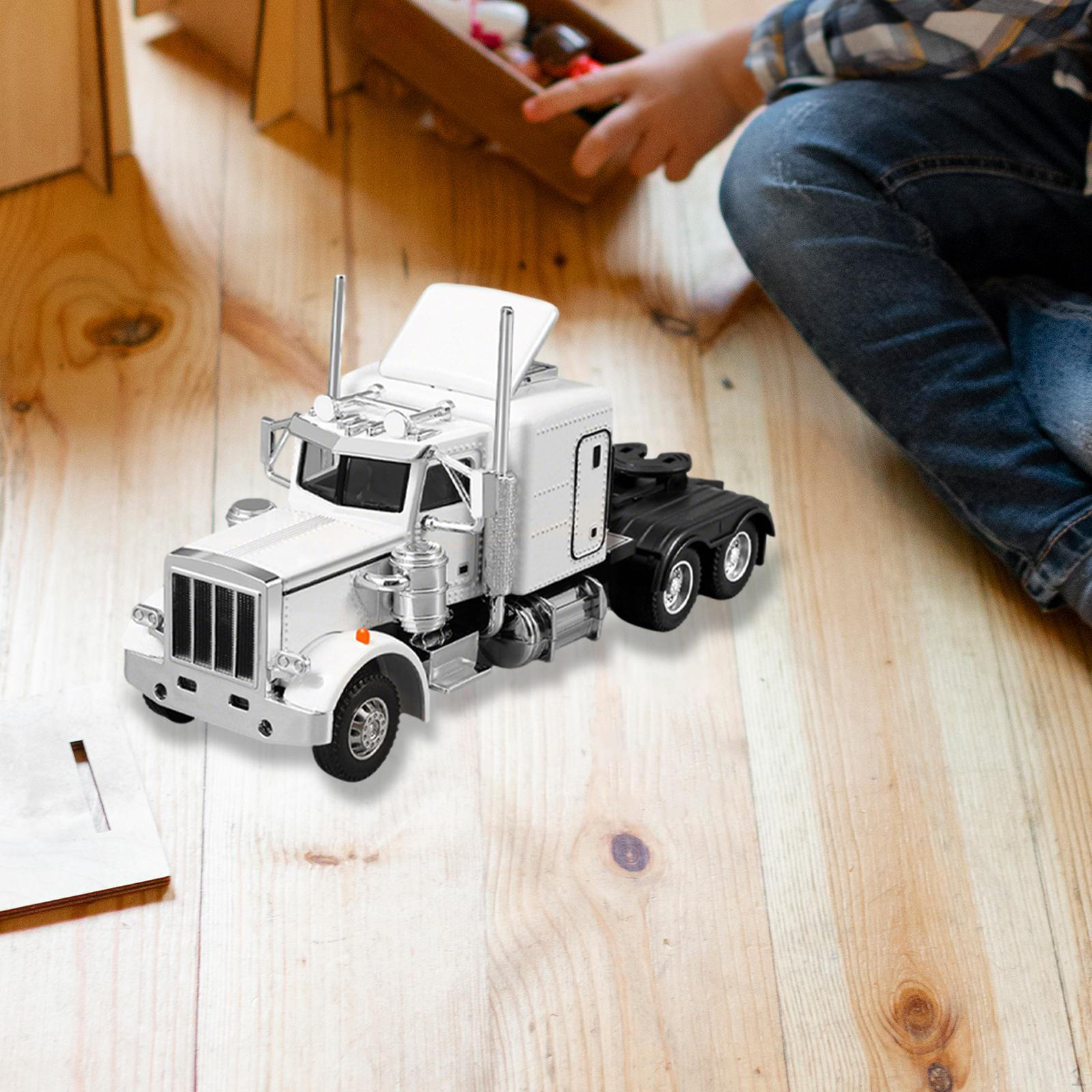 

1/32 Semi Heavy Truck Model Diecast Trucks toy Pretend Play Rubber Tires Transport Car for білий