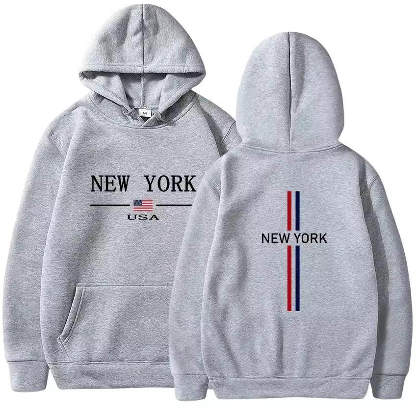 Men's High-Quality Hoodie New York Urban Print Casual Streetwear Sweatshirt Daily Tracksuit Jogging Top for Urban Clothing