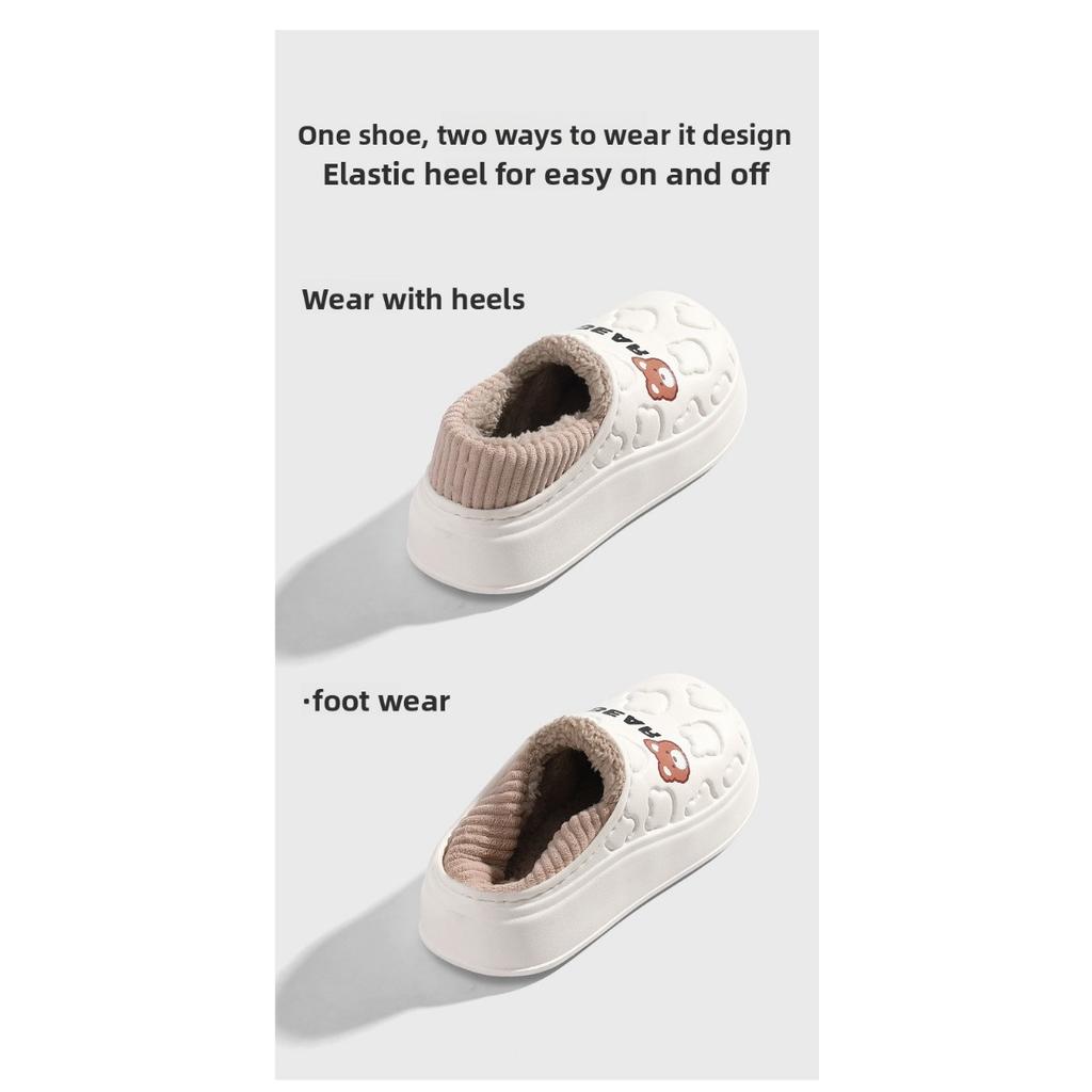 Waterproof Cotton Slippers for Women, Autumn and Winter Bags, Cotton Slippers, Winter Indoor Use, Anti Slip and Warm Thick Soled Cotton Shoes