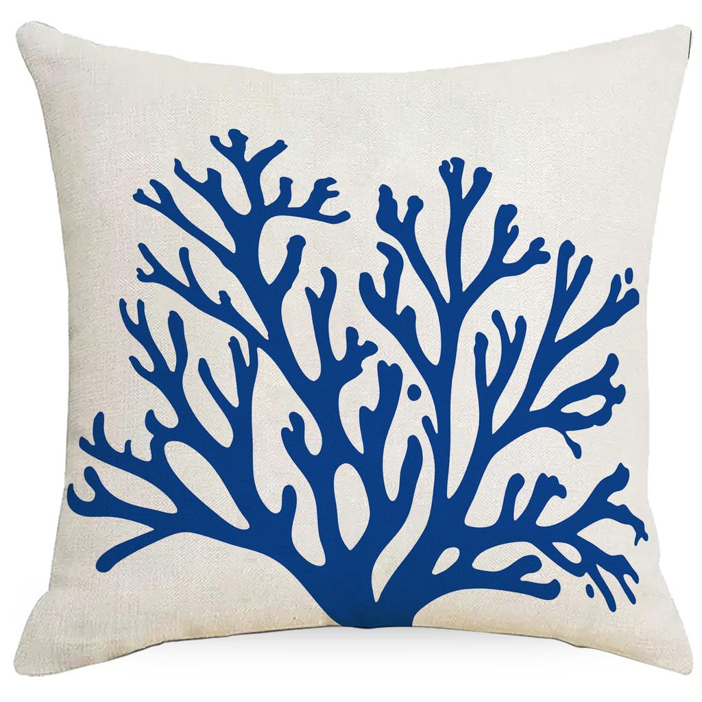 Marine Striped Coral Linen Pillowcase Home Sofa Cushion Pillowcase Decoration
