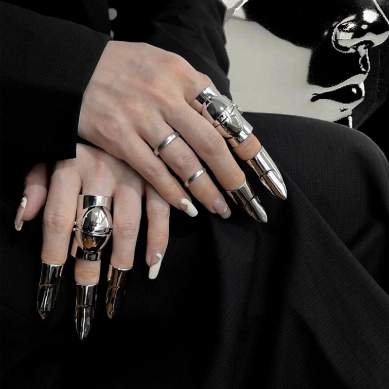 Koreanischer Niedlicher Cartoon Nagelabdeckring für Damen Gold Silber Ringe Mode Neuheit Nische Hochwertiger Sinn Offener Fingerring