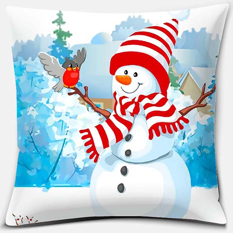 Santa Print Series Pattern Pillowcase Square Pillowcase Home Office Decoration Pillowcase