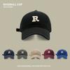 R Letter embroidered soft-top baseball cap for men, Korean style, niche design, suitable for large head sizes, makes the face look smaller, versatile