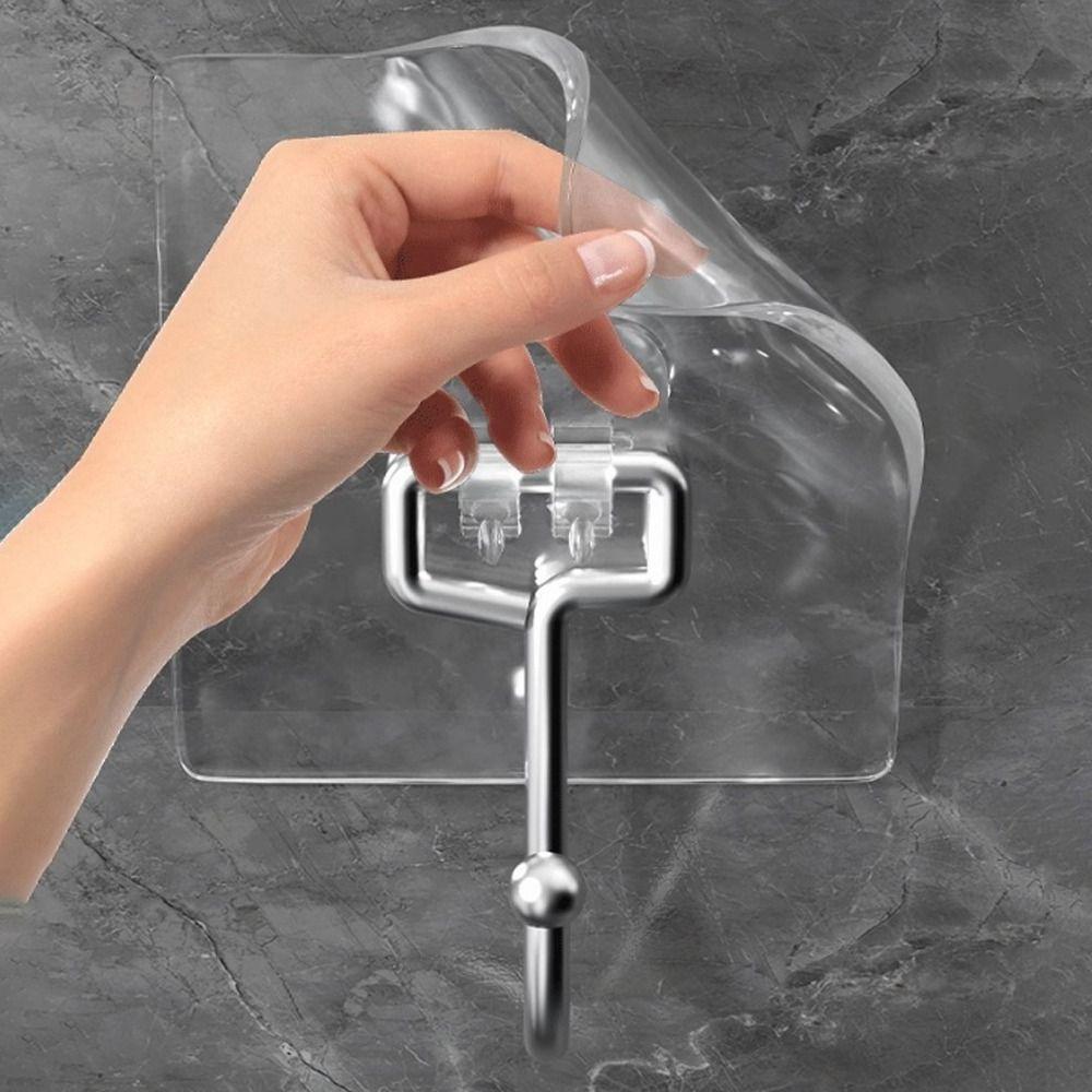 Durable Heavy Duty Big Size Hooks Self Adhesive Transparent Wall Hook Waterproof Hanging Hook for Kitchen Bathroom