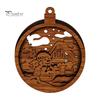 Warm Light Christmas Tree Ornaments 3D Wooden Up Ornament, Layered House Snowman Rustic Holiday Decorations Nativity Scene Hanging Decoration for Xmas