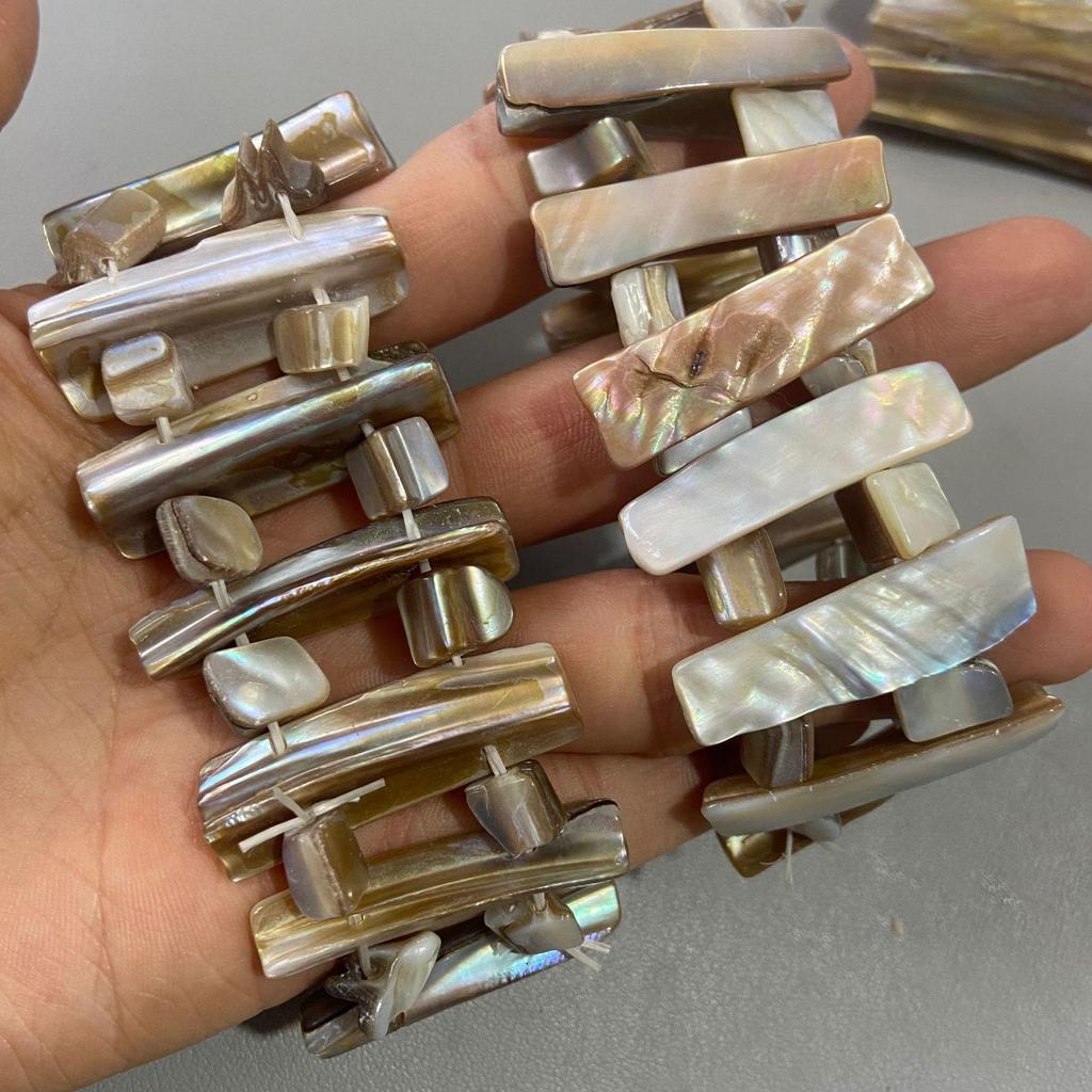 Oval Oxford Shell Bracelet: Large Irregular Natural Beaded DIY Jewelry Accessory