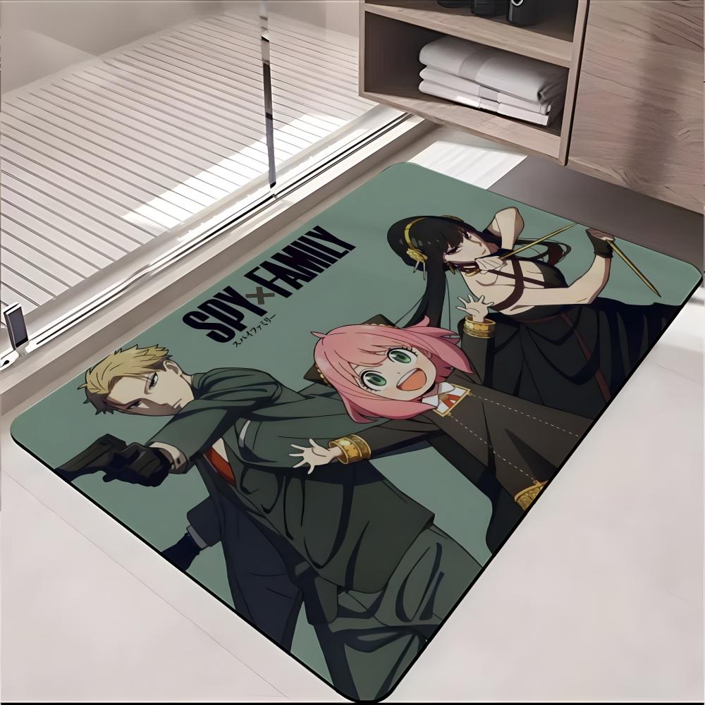 ANIME S-Spy Family Floor Mat Absorbent Floor Mat Non-Slip Entrance Rug for Bathrooms Restrooms and Toilets