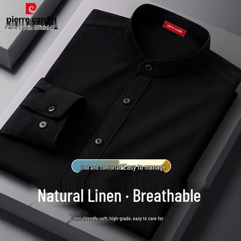 Pierre Cardin Men s Premium Linen Blend Stand Collar Shirt 2XL