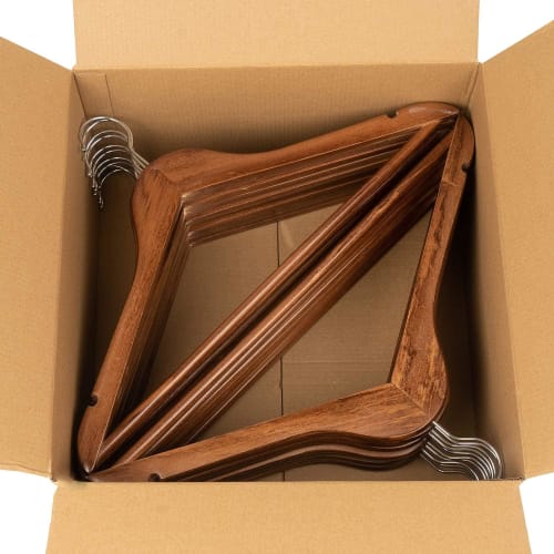 YAMLGHT Wooden Hangers, Natural Maple Wood for Suits, Shirts, Jackets, and Coats, with Thin Non-Slip Grooves, Anti-Deformation Trouser Rail, 360-Degre