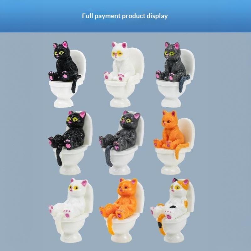 Cute Resin Toilet Cat Figurines 1/4/5 Pcs Multiple Whimsical Styles Funny Animal Statue for Window Sill Decor