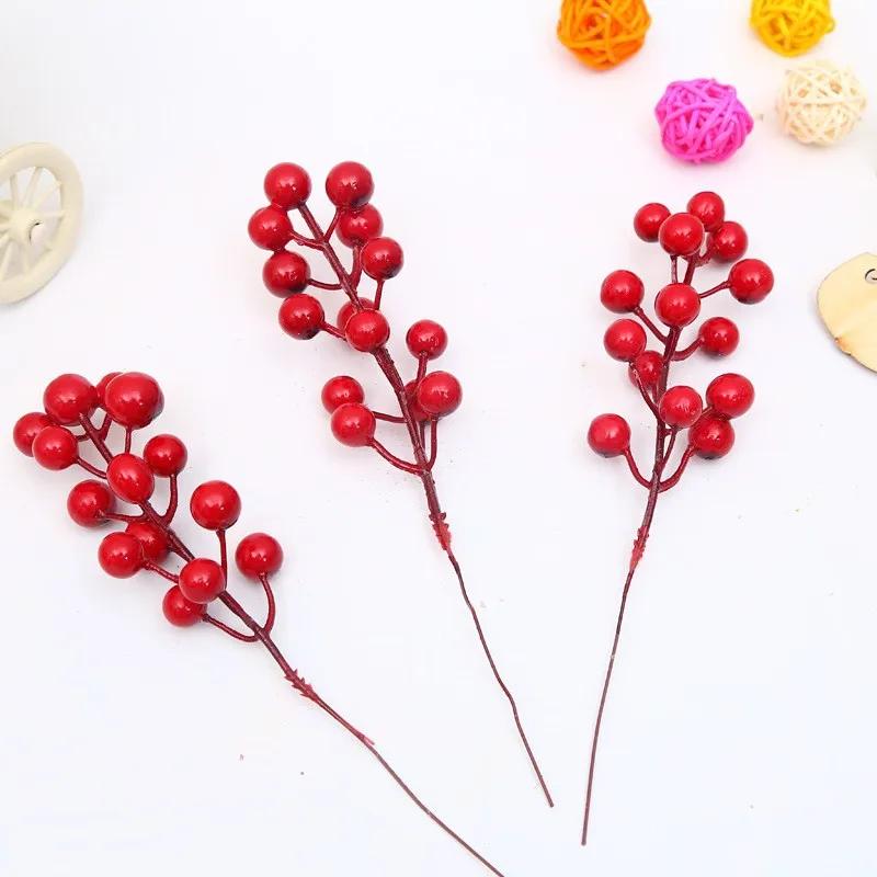 Red Faux Berry Branches Set for DIY Holiday Decoration Artificial Stems for Christmas Tree Graduation Halloween Gift Ideas