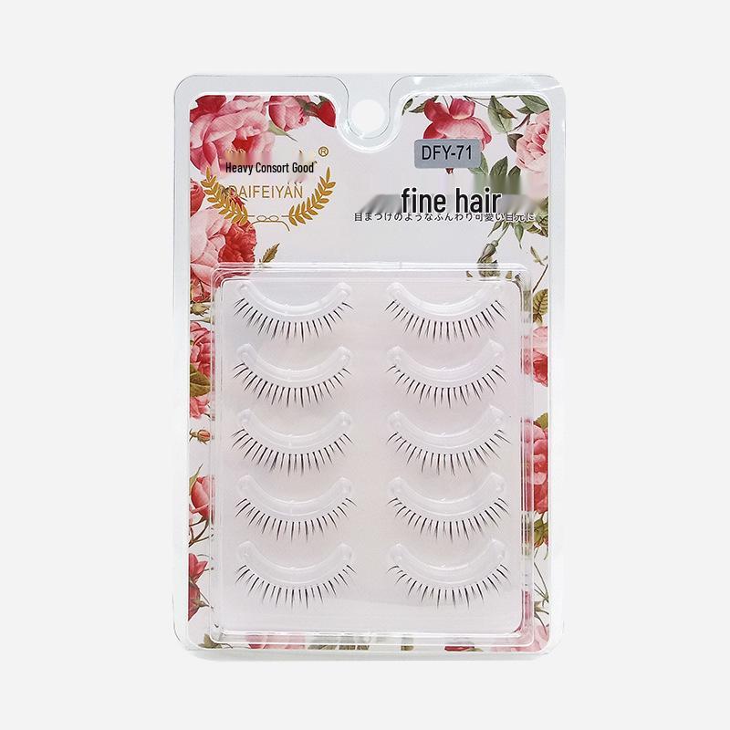 Five Pairs of Transparent Soft Stem Natural-Look Lower Eyelashes DFY-71.