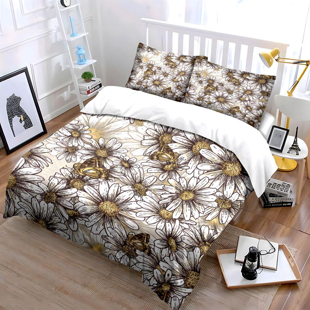 Floral Pattern Three-Piece Set  Kid'S And Adults' Bedroom Decor, Exquisite Three-Piece Bedding Set Gift