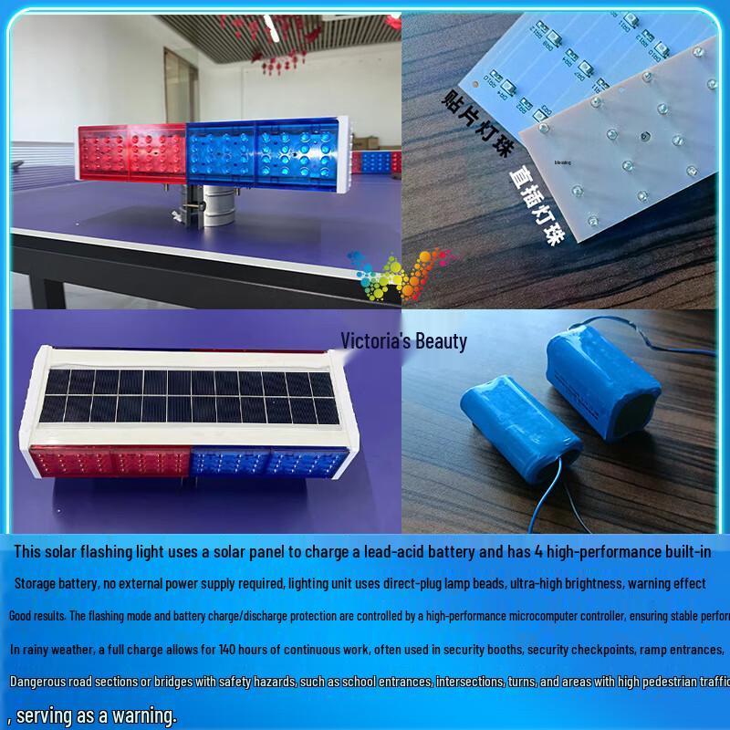 Feu clignotant d'avertissement de trafic LED solaire intégré Mi Ling