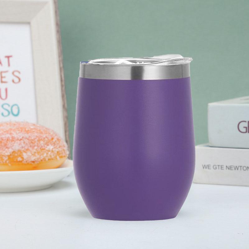 U-shaped 12oz Christmas Insulated Eggshell Wine Cup, Red