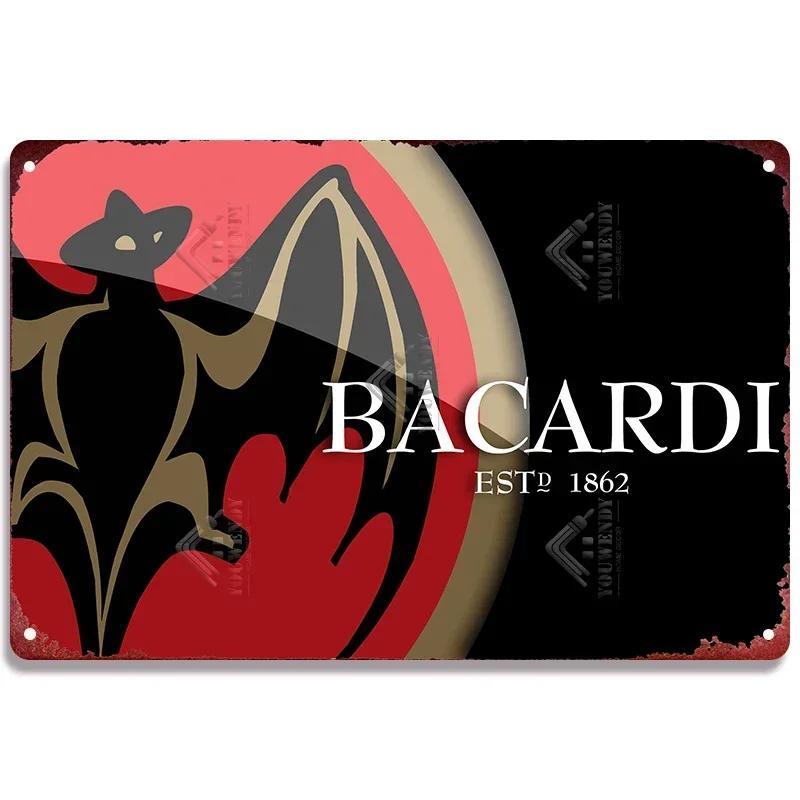 Retro Bacardi Metal Sign, Tin Sign, Rum Brand Plaque, Vintage Plates, Wall Decor, Poster, Bar, Man Cave, Shabby Chic Decorati